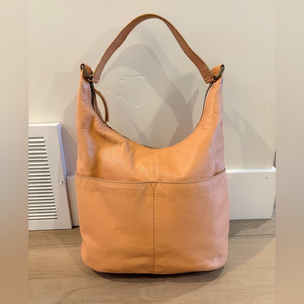 American Leather Co Carrie Caramel Brown Leather Hobo Bermuda Vintage Bag